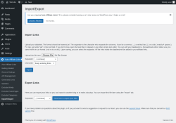 Page screenshot: Auto Affiliate Links &rarr; Import/Export