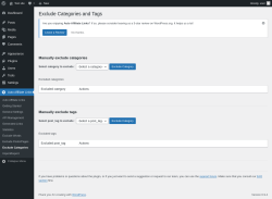 Page screenshot: Auto Affiliate Links &rarr; Exclude Categories