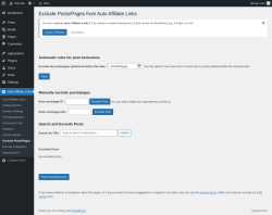 Page screenshot: Auto Affiliate Links &rarr; Exclude Posts/Pages