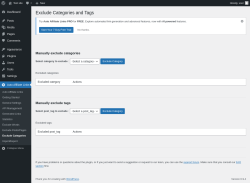 Page screenshot: Auto Affiliate Links &rarr; Exclude Categories