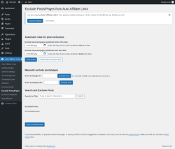Page screenshot: Auto Affiliate Links &rarr; Exclude Posts/Pages