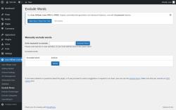 Page screenshot: Auto Affiliate Links &rarr; Exclude Words