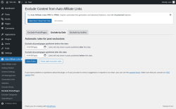 Page screenshot: Auto Affiliate Links &rarr; Exclude Posts/Pages &rarr; Exclude by Date