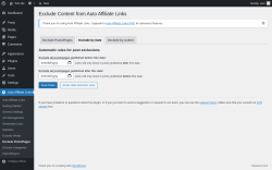Page screenshot: Auto Affiliate Links &rarr; Exclude Posts/Pages &rarr; Exclude by Date