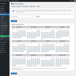 Page screenshot: WP BASE → Business Settings → Holidays
