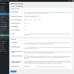 Page screenshot: WP BASE → Monetary Settings