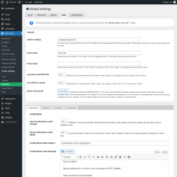 Page screenshot: WP BASE → Global Settings → Email