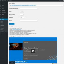 Page screenshot: Settings → Bing Search