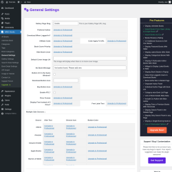 Page screenshot: WBG Books → General Settings