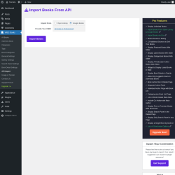 Page screenshot: WBG Books → API Import