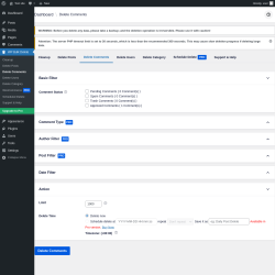 Page screenshot: WP Bulk Delete → Delete Comments