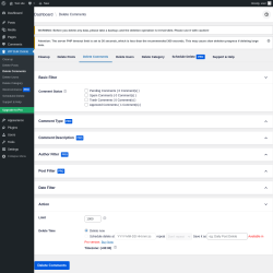 Page screenshot: WP Bulk Delete → Delete Comments