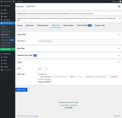 Page screenshot: WP Bulk Delete → Delete Users