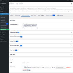Page screenshot: WP Bulk Delete &rarr; Delete Comments