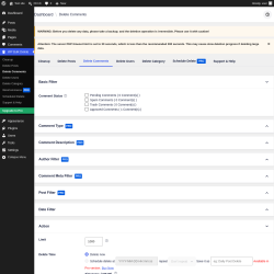 Page screenshot: WP Bulk Delete &rarr; Delete Comments