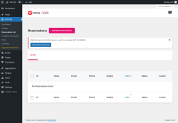 Page screenshot: WPCafe → Reservation List