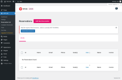 Page screenshot: WPCafe → Reservation List