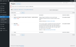 Page screenshot: Plugins ‹ Test site — WordPress