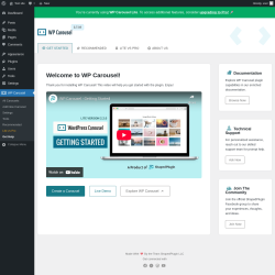 Page screenshot: WP Carousel Help &lsaquo; Test site &mdash; WordPress