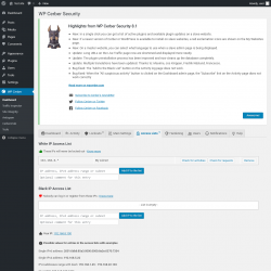 Page screenshot: WP Cerber →  Access Lists 1