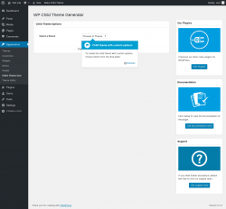 Page screenshot: Appearance → Child Theme Gen