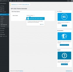 Page screenshot: Appearance → Child Theme Gen