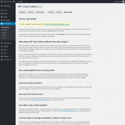 Page screenshot: CloudGallery &rarr; About / FAQ