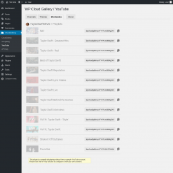 Page screenshot: CloudGallery &rarr; YouTube &rarr; Shortcodes