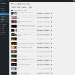 Page screenshot: CloudGallery &rarr; YouTube &rarr; Shortcodes