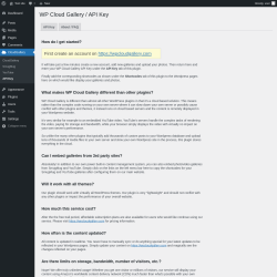 Page screenshot: CloudGallery &rarr; API Key &rarr; About / FAQ