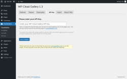 Page screenshot: CloudGallery &rarr; API Key