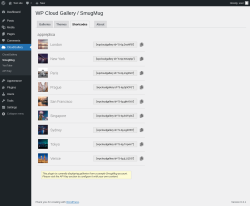 Page screenshot: CloudGallery &rarr; SmugMug &rarr; Shortcodes