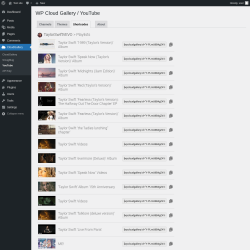 Page screenshot: CloudGallery &rarr; YouTube &rarr; Shortcodes