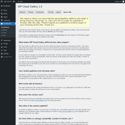 Page screenshot: CloudGallery &rarr; About / FAQ