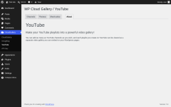 Page screenshot: CloudGallery &rarr; YouTube &rarr; About