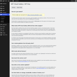 Page screenshot: CloudGallery &rarr; API Key &rarr; About / FAQ