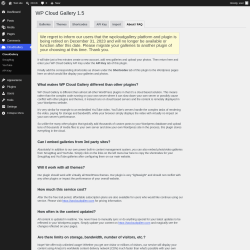 Page screenshot: CloudGallery &rarr; About / FAQ