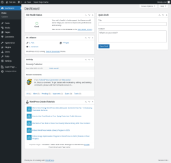Page screenshot: Dashboard &lsaquo; Test site &mdash; WordPress
