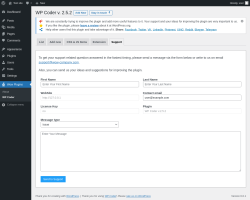 Page screenshot: Wow Plugins → WP Coder → Support