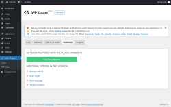 Page screenshot: Wow Plugins → WP Coder → Extension