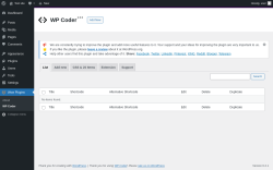 Page screenshot: Wow Plugins → WP Coder