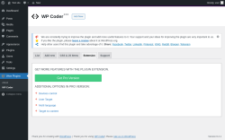 Page screenshot: Wow Plugins → WP Coder → Extension