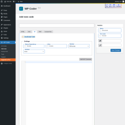 Page screenshot: WP Coder → Add new → JS