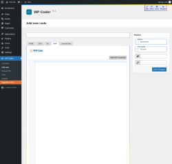 Page screenshot: WP Coder → Add new → PHP