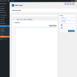 Page screenshot: WP Coder → Add new