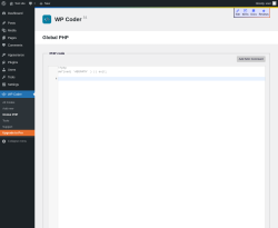 Page screenshot: WP Coder → Global PHP