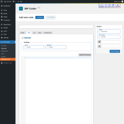 Page screenshot: WP Coder → Add new → CSS