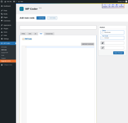 Page screenshot: WP Coder → Add new → PHP