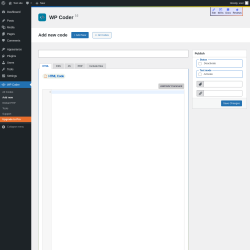 Page screenshot: WP Coder → Add new
