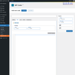 Page screenshot: WP Coder → Add new → CSS